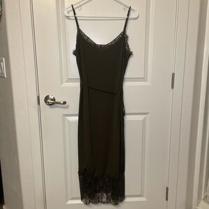 French Connection Green Dress with Lace Trim
